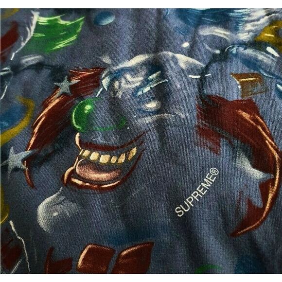Supreme Clowns Tee Bleached Navy FW19 Week 17 Men’s Medium 100% Cotton - Picture 8 of 10